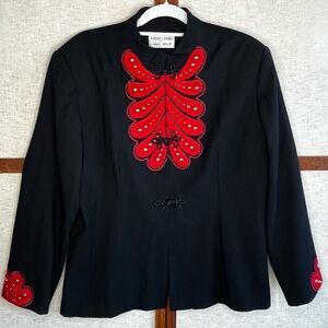 Focus 2000 By Charles Gluech Vintage Wool Military Embroidered Blazer Jacket 16